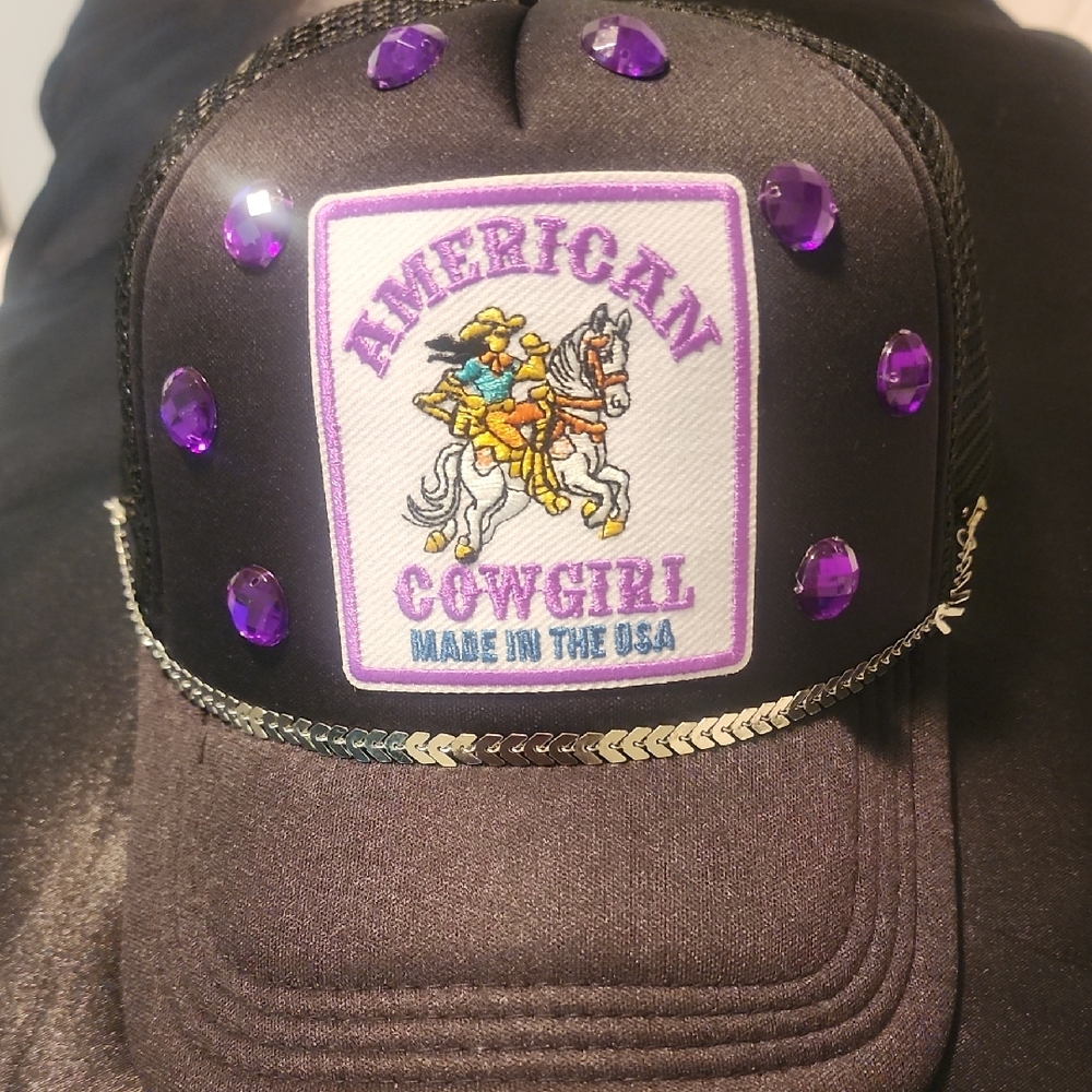 Black and Purple Cowgirl Trucker Hat